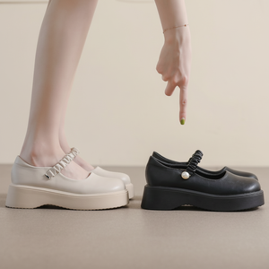 Nuevos zapatos franceses Mary Jane para mujer, zapatos de tacón de Oxford bloque con diseño plano - Product Image 1