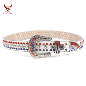 Haute Qualité Blanc Pu Cuir <span class=keywords><strong>Bb</strong></span> <span class=keywords><strong>Simon</strong></span> Ceintures Strass Hommes Cristal <span class=keywords><strong>Ceinture</strong></span> Couleur Mixte - Product Image 5