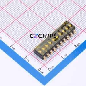 DSIC10TSGER DIP Switch SMD Switch Flat Toggle, Groove Type Single Pole Single Throw 10 Gull Wing Type - Product Image 1