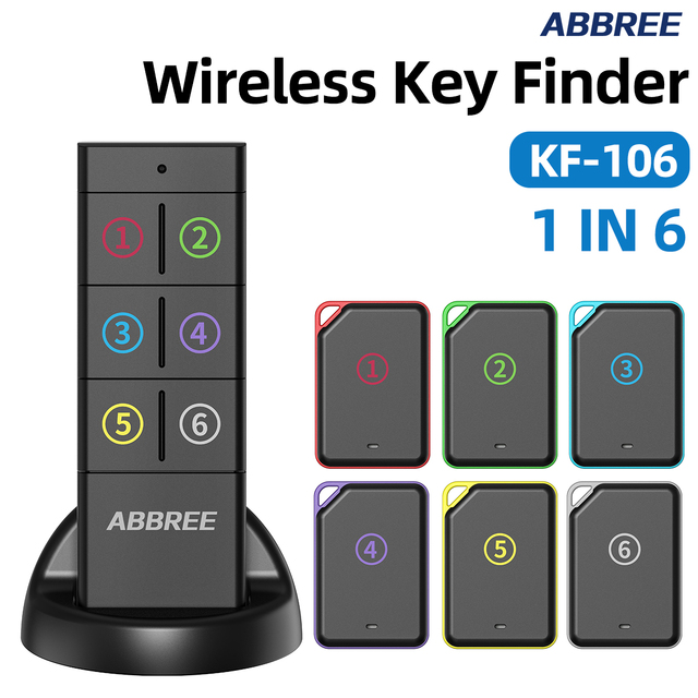 ABBREE KF-106 Wireless Key Finder RF Key Locator Pet Tracker Wallet Tracker Remote Control 1 RF Transmitter 6 Receiver