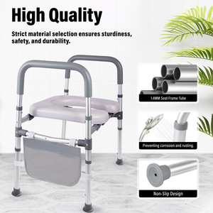 Silla de baño <span class=keywords><strong>para</strong></span> ancianos Pengxing, asiento de inodoro elevado, inodoro elevado de aluminio con mango de paleta - Product Image 3