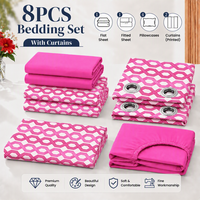 Parure de lit de luxe 8 pièces en microfibre avec rideaux, taille King, imprimée, vente en gros, collection américaine TOP VENTES