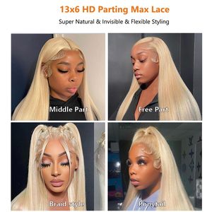 Capelli biondi 13x6 capelli lisci capelli lisci capelli lisci capelli umani Pre pizzicati parrucca bionda doppia disegnata capelli umani - Product Image 5