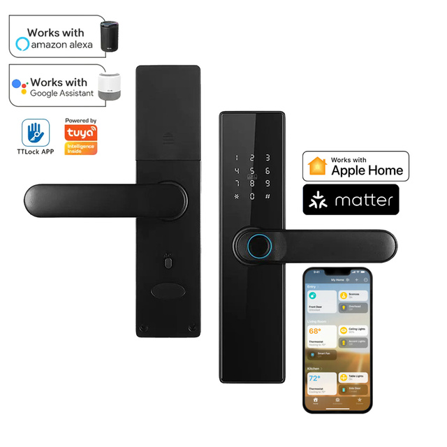 Sinon 2026 New Products Matter protocol Best Service Door Lock Smart Lock Door Handle Fingerprint Smart Lock for project