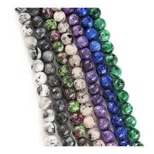 perline 1 pollici Suppliers-Perle allentate rotonde sfaccettate della pietra preziosa naturale dell'agata del punto 8mm circa 15 pollici 1 filo per borsa per la fabbricazione dei gioielli delle perle