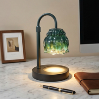 Lámpara de Noche Moderna de Vidrio y Madera con Forma de Flor, Lámpara de Escritorio LED Regulable, Lámpara Calentadora de Velas para Iluminación Interior, Decoración de Hotel y Hogar