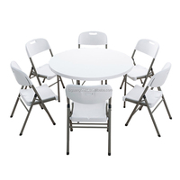 Table pliante en plastique, meuble avec barres hautes, de couleur blanche, pour l'extérieur