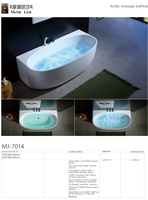 Baignoire en acrylique avec massage hydro-surf invisible à LED 1.0HP, éclairage dissimulé sans couture, bulles et protection contre la pénurie d'eau