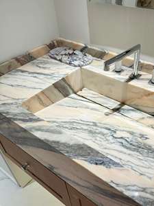 Designer pietra di marmo rosa naturale cucina isola scrivania per casa Villa appartamento piano cucina piano Vanity Top - Product Image 2