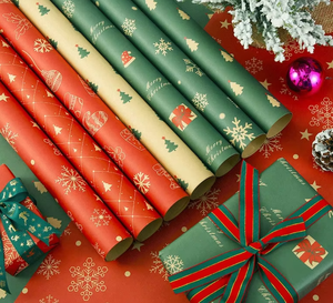 Cổ Điển Không Thấm Nước Hoa Kraft Giấy Món Quà Giáng Sinh Gói Tùy Chỉnh Chất Lượng Cao Mô Giấy Quà Tặng Bao Bì - Product Image 1