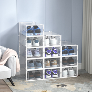 Modern Design Clear Plastic PP Storage Boxes <strong>Bins</strong> Small <strong>Rectangle</strong> Stackable Folding Detachable Two-End Frame Shoes Carton - Product Image 1