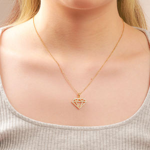 Tetesan Pengiriman Es Keluar Perak Murni Moissanite Berlian Siluet Jimat Liontin Mewah Berlapis Emas dengan Rantai - Product Image 5