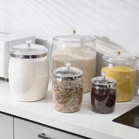 Bocaux hermétiques pour la maison et la cuisine avec couvercle en acacia fileté, récipients alimentaires pour thé, café, céréales, bonbons, bocaux en PET