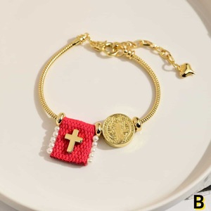 Pulsera <span class=keywords><strong>de</strong></span> Cuerda Trenzada Colorida BD-D802, Pulsera con Dijes <span class=keywords><strong>de</strong></span> San <span class=keywords><strong>Benito</strong></span>/Virgen María/<span class=keywords><strong>Cruz</strong></span>/Estrella, Pulsera Religiosa al por Mayor - Product Image 4