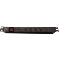 240V 15A Unité de distribution d'énergie NEMA 5-15R Type Prises USA 6 Port Rack Mount PDU avec interrupteur parasurtenseur