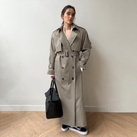 Manteau Trench en Coton Long Coupe-Vent 2025 Automne Ample pour Femme
