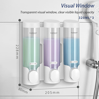 Distributeur de savon pour salle de bain, distributeur de savon pour les mains, distributeur de savon pour hôtel, montage mural, 3 en 1, pompe à pression manuelle, distributeur de shampoing pour la douche