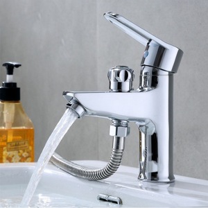 Grifo de lavabo de doble propósito con monomando, montaje en encimera, válvula de cerámica, rociador extraíble, mezclador de agua fría y caliente para lavabo. - Product Image 1