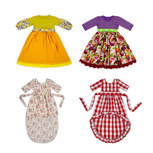 Falda Larga con Estampado Floral Personalizado, Ropa de Boutique para Bebés, Vestido Abullonado de Manga Larga para Niñas Pequeñas, Ropa de Otoño - Product Image 1