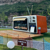 Kiosque alimentaire mobile vintage en forme de radio, stand de café créatif pour l'extérieur, idéal pour la vente éphémère et les festivals de musique