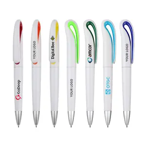 Pena plastik putih Promosi personalisasi pena hadiah pena logo promosi murah