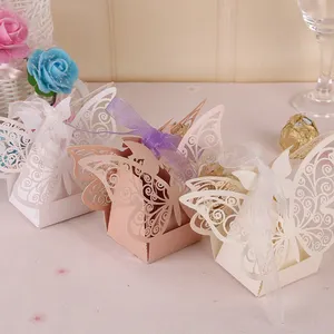 Nicro paket hadiah liburan busur perlengkapan pesta pernikahan kreatif pita desain ukir berongga kotak permen pernikahan