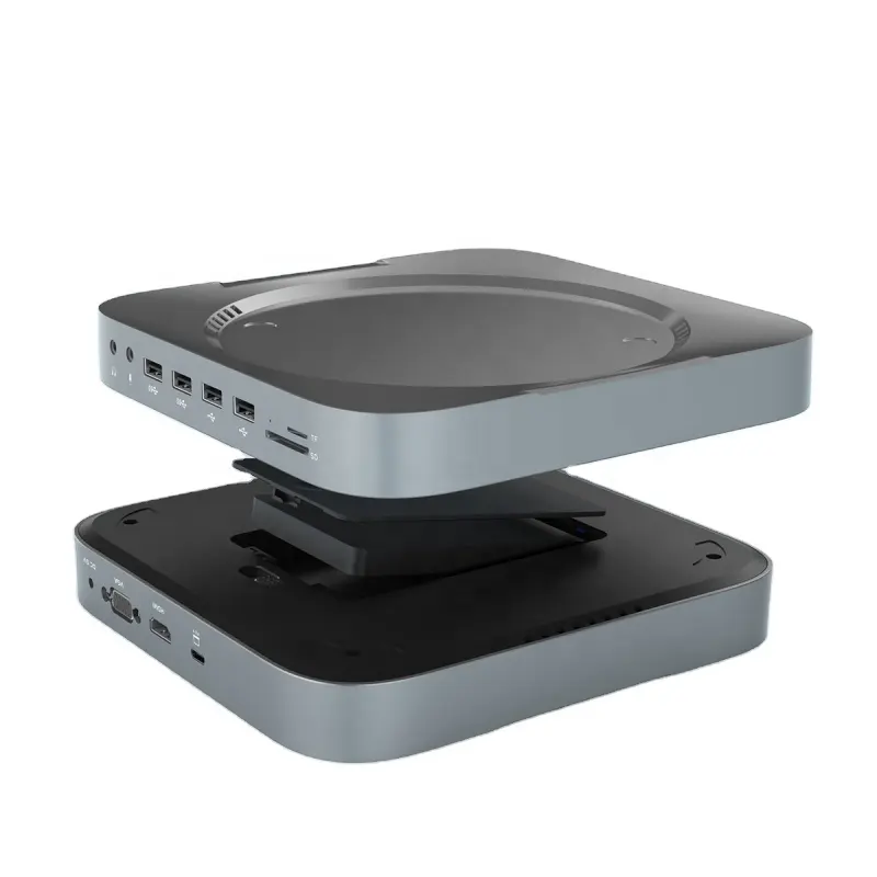 Hot Verkoop 12 Poorten Dual Monitoren Usb C Docking Station En Stand Type-C Hub Met Harde Schijf Voor Mac Mini M1 M2 Chip