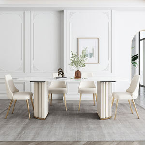 Mesa de Comedor Ovalada de Estilo Nórdico Moderno a Precio de Fábrica, Estilo Crema Simple con Silla de Comedor para Muebles de Comedor de Villa - Product Image 2