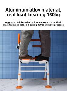 Chaise de bain moderne pliable pour personnes âgées, salle de bain, douche, ventouse antidérapante, <span class=keywords><strong>anti</strong></span>-basculement, chromée, capacité de 150 kg, Dinglian - Product Image 4
