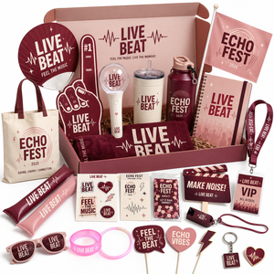 Paquete de Regalo Personalizado con Logotipo para Patrocinadores de Festivales: Bolso, Taza, Botella, Cuaderno, Bolígrafo y Pegatinas para Campañas de Conciertos y Fiestas de Verano - Product Image 1