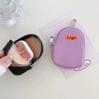 Dompet Mini Motif Leci Berkualitas Tinggi untuk Wanita, Dompet Koin, Gantungan Kunci, Aksesori Modis, Kulit PU untuk Casing Airpod 1/2 3 4