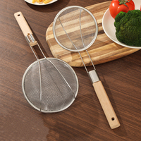 Manche en bois passoires en acier inoxydable tamis à farine tamis passoire à huile petit trou passoire alimentaire farine tamis jus passoire