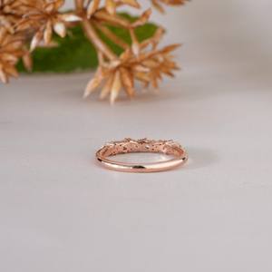 Elegante Anillo de Banda con Piedra Marquesa en Oro Rosa para Mujer, Anillo de Diseño Brillante para Boda, Fiesta, Uso Diario, Regalo - Product Image 5