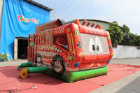 Château Gonflable Commercial Camion de Pompiers avec Toboggan et Zone de Saut