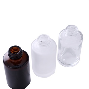 Botella de vidrio esmerilado de 30 ml (1 oz) con gotero blanco/negro para suero/esencia - Product Image 5