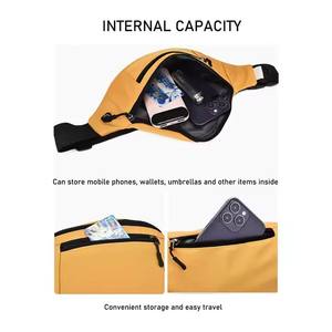 THK0265 Nouvelle tendance Sac banane utilitaire unisexe en polyester avec fermeture éclair, léger, pour téléphone portable, blanc - Product Image 6