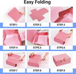 Cajas de Regalo Portátiles Modernas y de Lujo Personalizadas con Tapas, Cajas Rosas para Propuesta de Damas de Honor con Cinta, Empaque de Papel Kraft para Bodas - Product Image 2