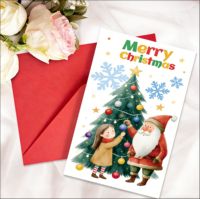 Cartes de vœux de Noël en papier couché de qualité supérieure, motifs classiques de fêtes, imprimées numériquement en relief pour une saison festive chaleureuse