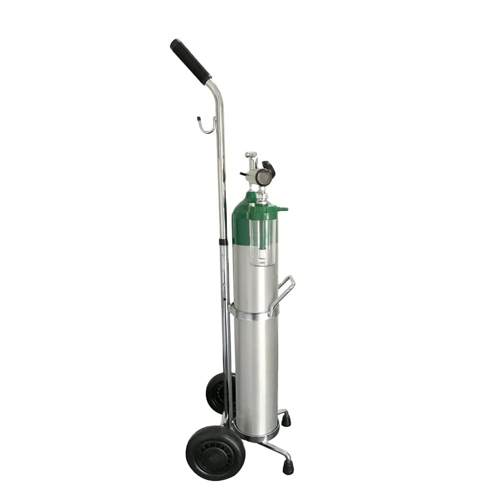 Portable steel/aluminum oxygen gas cylinder trolley for hospital use