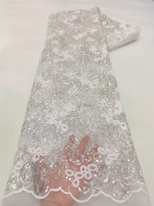 NI.AI nuovo stile annulla la sequenza ricamata tessuto materiale di abbigliamento tessuto con perline in pizzo tessuto con perle - Product Image 5