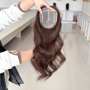 Topper de cheveux humains vierges bruts européens brun foncé, base mono 5x6, pour femmes, prêt à être expédié, vente en gros directe usine - Product Image 4