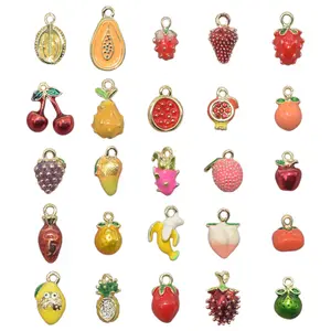 Manna DIY 3D Cherry Strawberry Peach Pendant Cute Enamel Fruit Charms For Jewelry Making Findings