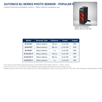Sensor Fotoeléctrico Autonics BJ300-DDT, Reflexión Difusa, Distancia de Detección de 300 mm, 12-24 VCC, NPN, Venta al por Mayor de Fábrica