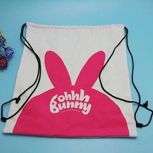 Canvas Drawstring Bag Customization <b>Backpack</b> with Rope Hot Stamping Print Drawstring Shopping Bag Logo Customization - Product Image 6