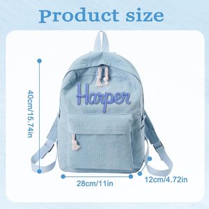 Mochila Infantil Personalizada sin Cierre con Nombre, Bolsa de <span class=keywords><strong>Pana</strong></span> para Niños Pequeños, Regalo de Cumpleaños para Niñas y Niños, Regreso a Clases - Product Image 2