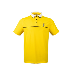 เสื้อโปโลชายสีเหลืองหรือสีตามสั่ง แขนสั้น ปักลายกอล์ฟ ผ้าถักแห้งเร็ว ทรงปกติ สีพื้น - Product Image 1