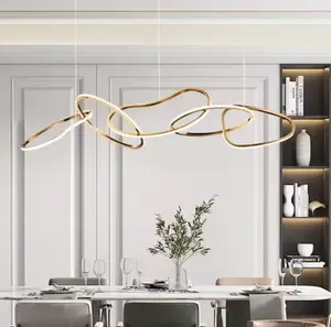 Zeal aydınlatma için yeni varış lüks daire şekli çelik silikon mutfak altın İskandinav kolye ışık
