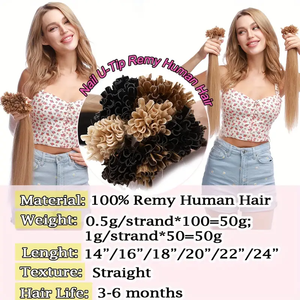 Wholesale Russian Pre-Bonded Human Hair Extensions Light Color Raw Double Drawn Remy Fan/V/ U Tip Flat Tip I Tip Hair - Product Image 5
