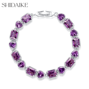 Đầy Màu sắc 18K vàng mạ Mặt đá quý Set hợp thời trang vòng đeo tay/Bangles với Zircon Brass/vật liệu đồng quà tặng đồ trang sức - Product Image 2