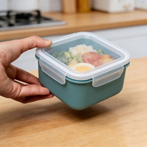 Moderna y Sencilla Caja de Silicona para Conservar Alimentos con Tapa, Diseño Clásico, Juego de Lonchera Bento para Frutas, Ensaladas y Almacenamiento de Vajilla - Product Image 4
